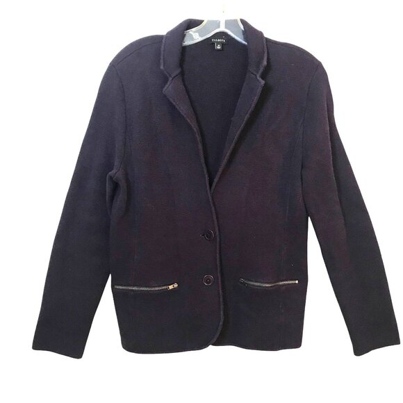 Talbots Cardigan Jacket Plum Purple Thick Jersey Womens M - Picture 1 of 9